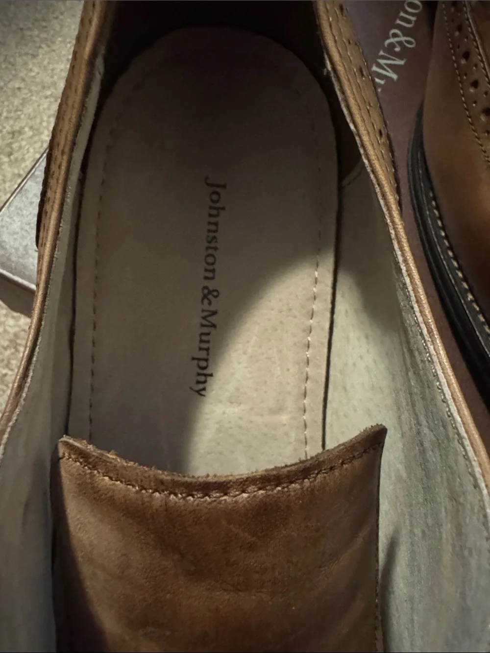 Johnston & Murphy Brown Leather Wingtip Oxfords Mahogany Calfskin 12M